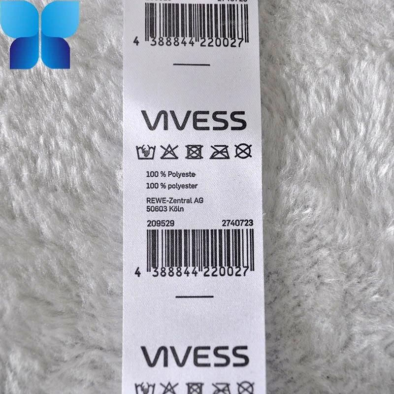 Size Printing Washing Care Labels for Apparel Axccessories