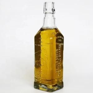 750ml Flint Square Customized Spirit Glass Bottle Direct Sale