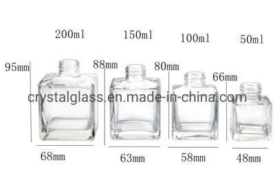 Customized Square Reed Diffuser Glass Bottle 50ml 100ml 150ml 200ml Perfume Aroma Bottle