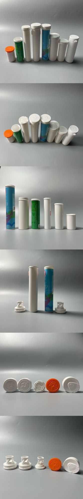 Empty Plastic Vc Effervescent Tablet Tube with Silica Gel Desiccant Cap