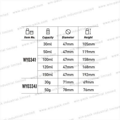 Winpack China Factory Lotion 30ml 50ml 100ml 150ml Airless Bottle with Aluminum Collar