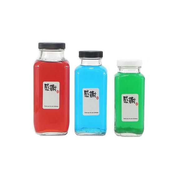 French Square Kombucha Beverage Cold Pressed Drinks Glass Bottle 500ml