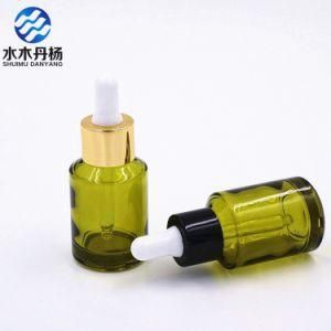 Factory Wholesale 30ml Dark Green Coated Serum Dropper Glass Bottle Cosmetic Packaging