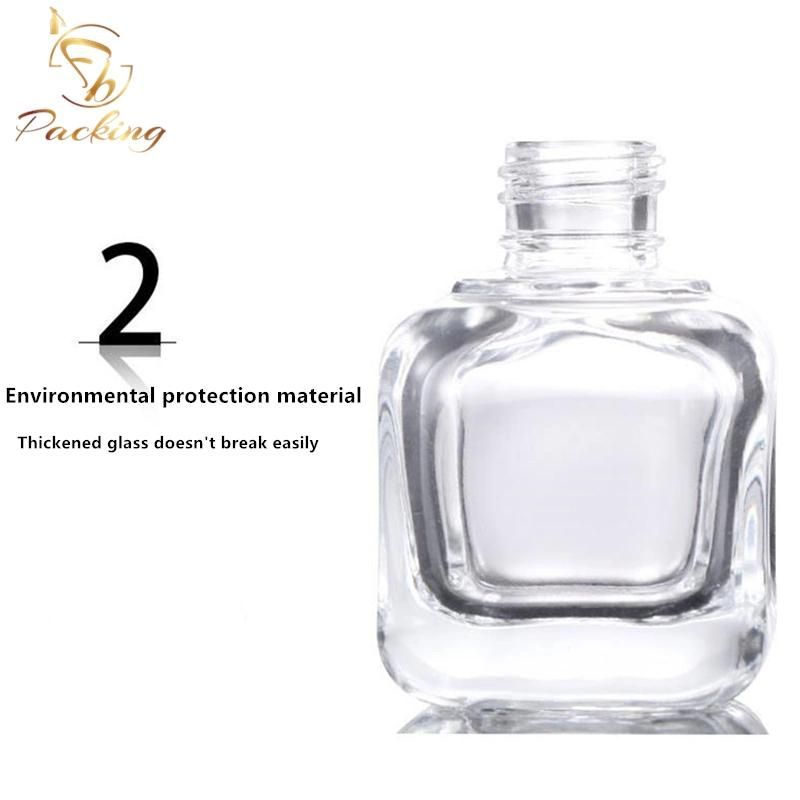 15g Small Brown Bottle Four Side Clear Square Glass Cream Bottle