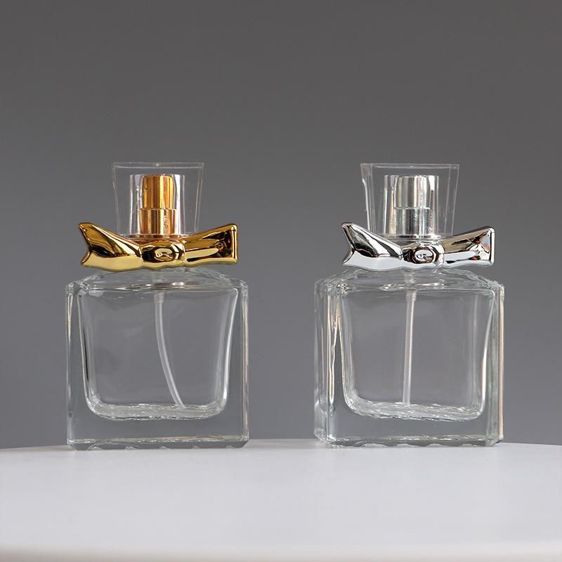 30ml Transparent Square Glass Perfume Bottle Thick Fragrance Cosmetic Packaging Spray Bottle Refillable Glass Vials