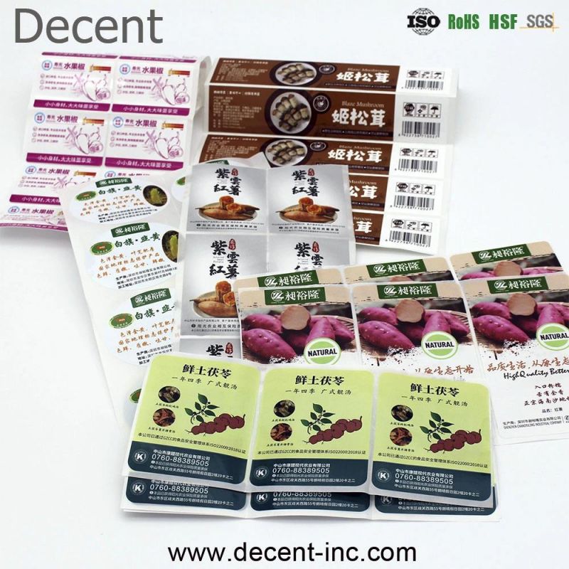 Decent Professional Custom Adhesive Label Sticker Printing Glossy Self Adhesive Label with Paper Material