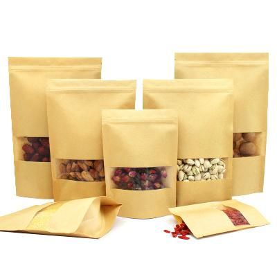 Zip Lock Brown Stand up Kraft Paper Bags with Window