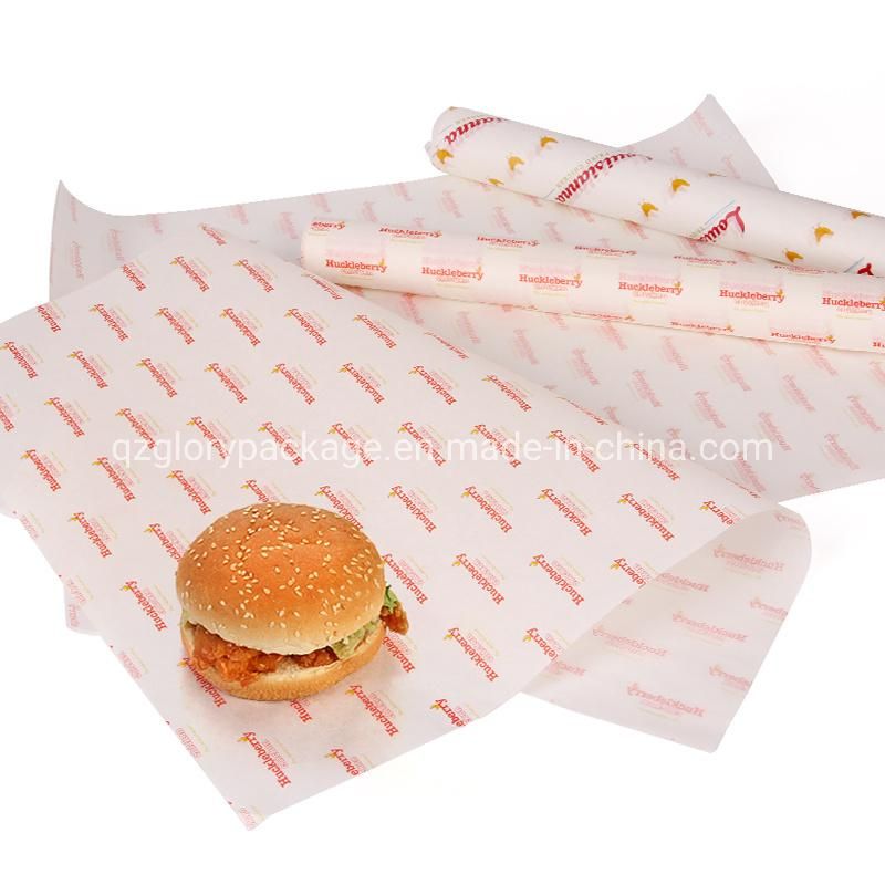 Grease Oil Proof Custom Design Colorful Sandwich Food Hamburger Wax Wrapping Paper