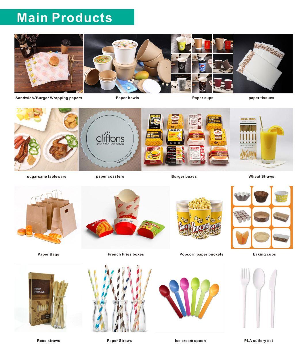 Eco Friendly Paper Cones with Build in Sauce Cup Finger Food Fries and DIP Sauce Snack Holder