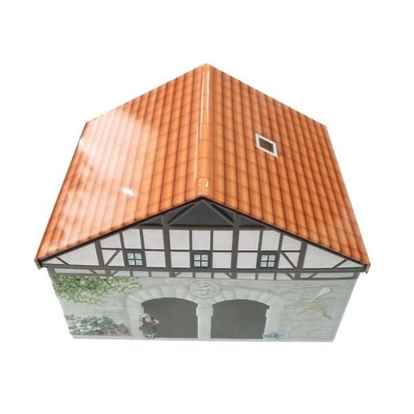 Interesting Tin Box House Shape Design Storage Box Packaging Box Container with Big Volume
