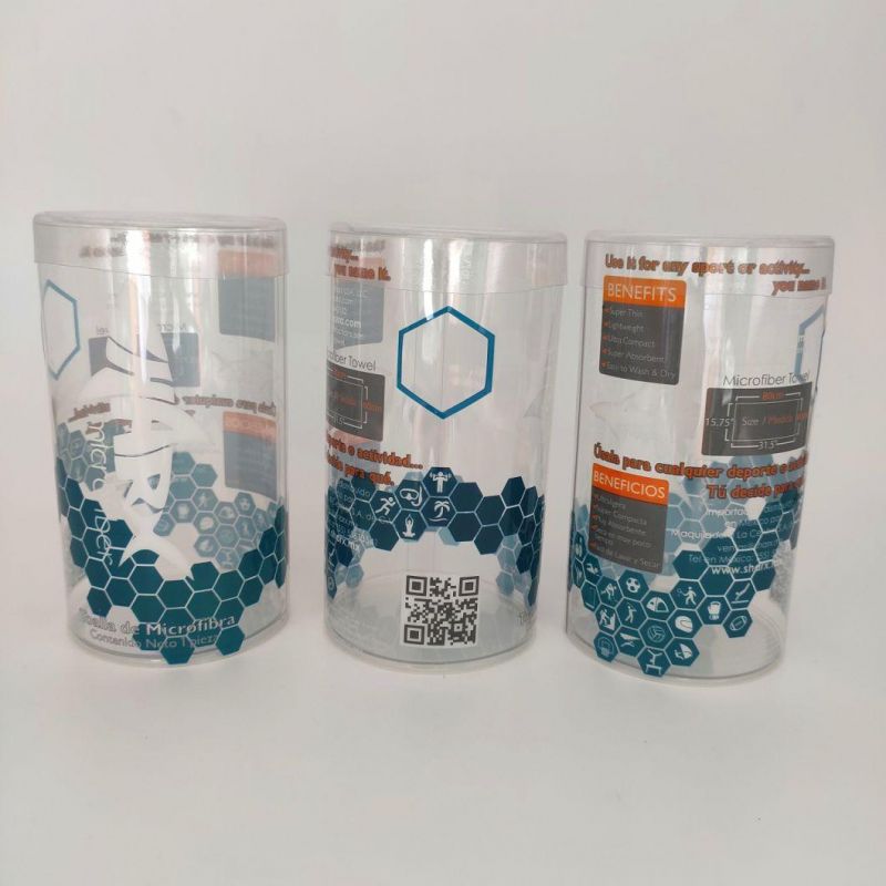 Guest Sample Plastic PVC sprots towel Cylinder Packaging Box