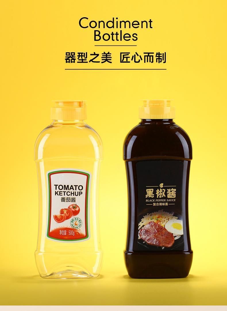 500ml Pet Plastic Ketchup Bottles Sauce Bottle with Silicone Valve Cap