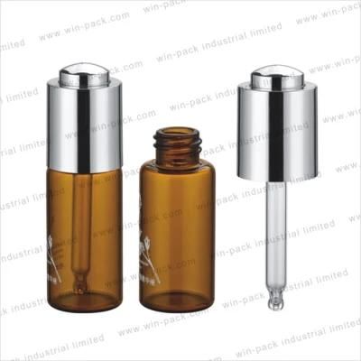 3ml 5ml 8ml 10ml Round Shape Amber Color Essential Oil Vials with Press Button Dropper for Cosmetic Packaging