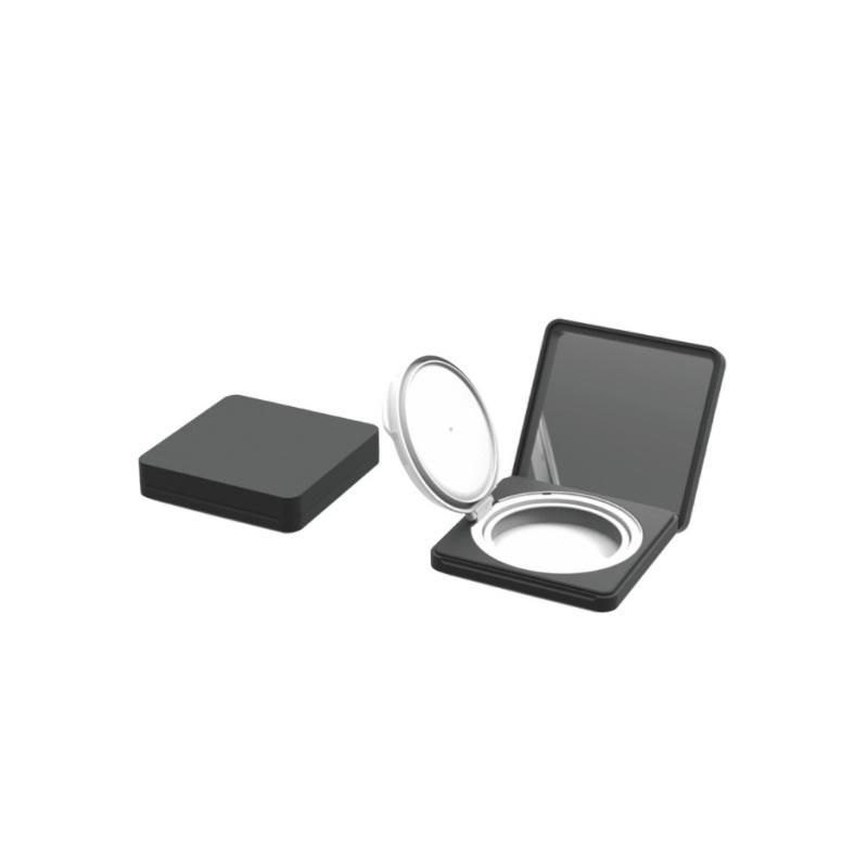 Empty Black Square Plastic Bb Cushion Case with Sponge and Puff Refiilable Cushion Case for Liquid Foundation