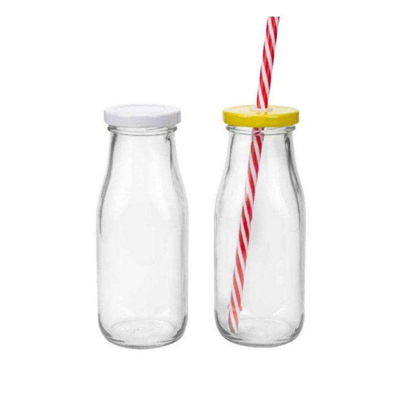 300ml Wholesale Glass Juice Bottles for Milk with Metal Lid