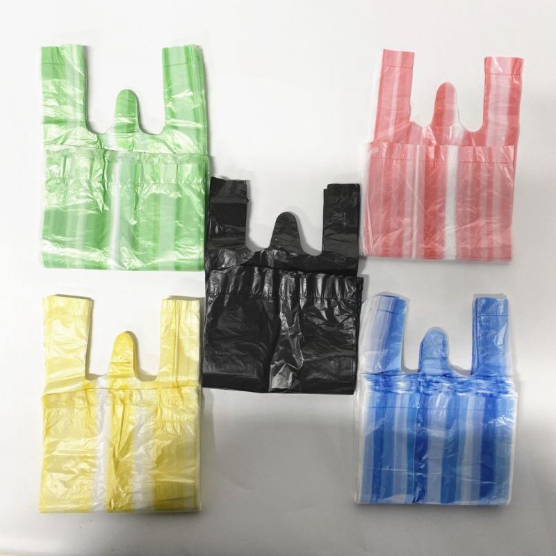 Customized Black Recyclable Plastic T-Shirt Vest Bag