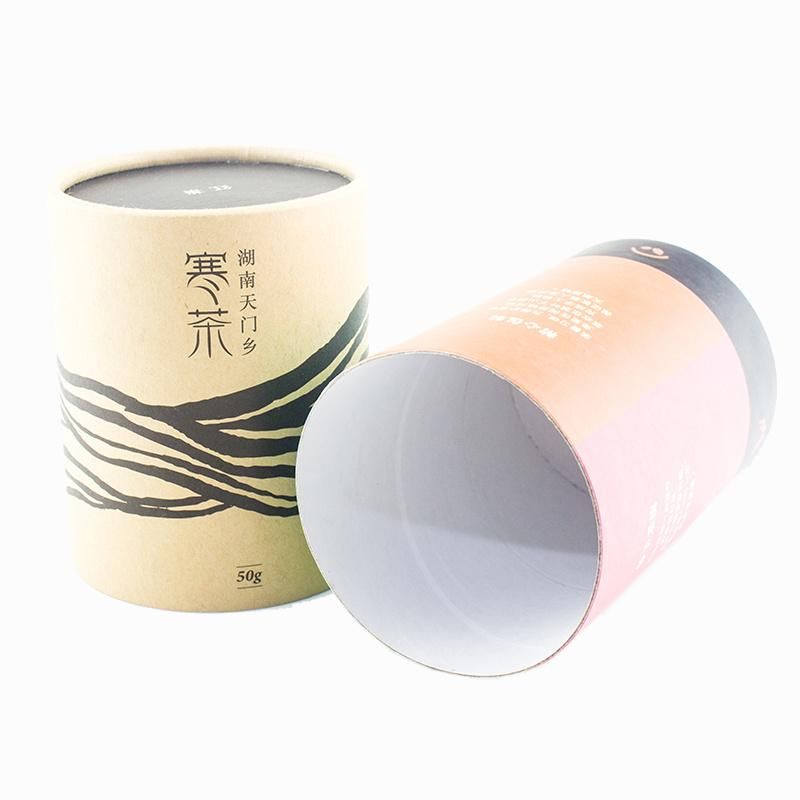 Well Sealed Tea 50g Coffee Dry Nut Fries Healthy Paper Round Customized Tube Box