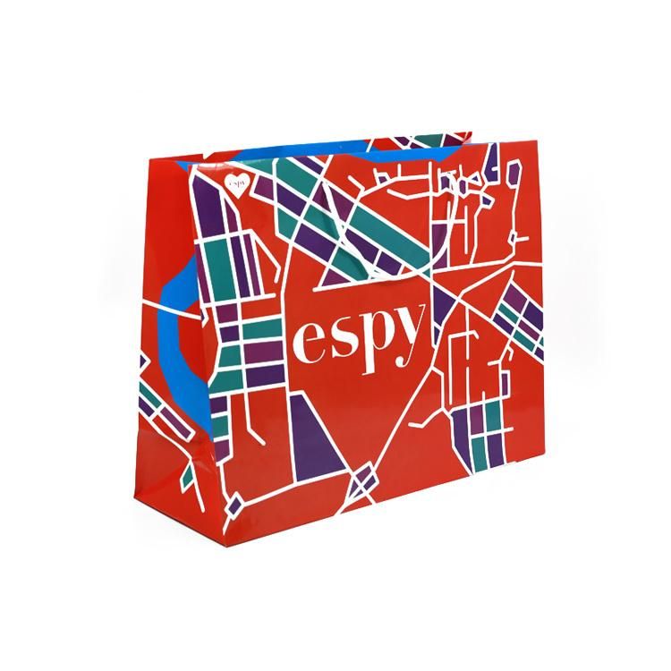 Custom Red Color Design Vivid Portabe Paper Bags