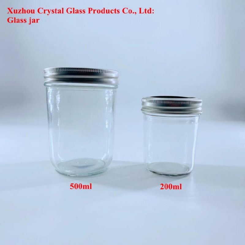 16oz Empty Custom Logo Glass Jelly Jam Preserves Hot Fill Mason Jar with Airtight Lid