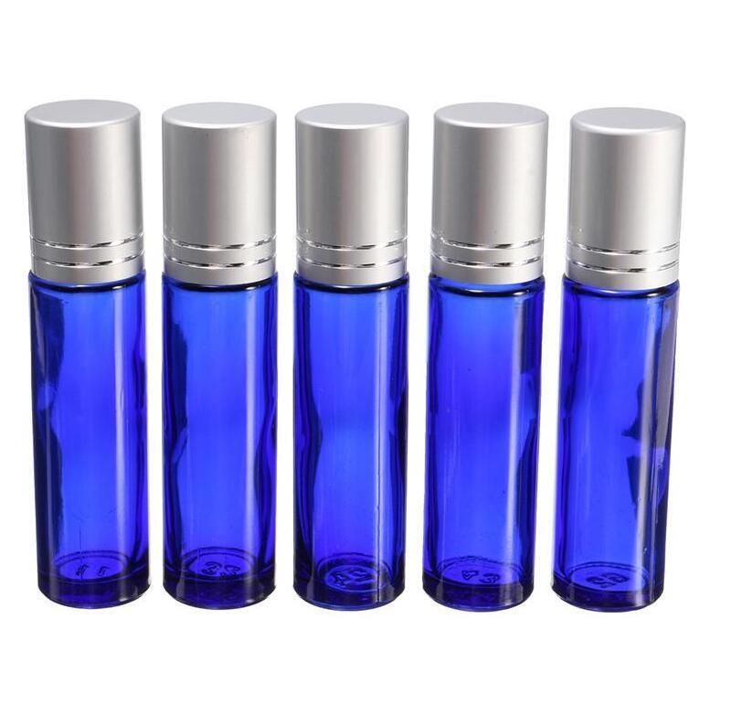 Blue Essential Oil Roller Glass Bottles 10ml Smooth Roll with Metal Ball