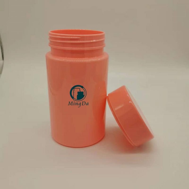 Pet 250ml Plastic Products Packaging Empty Bottle with Double Cap Straight Side for Medicine/Vitamin/Capsule/Softgel