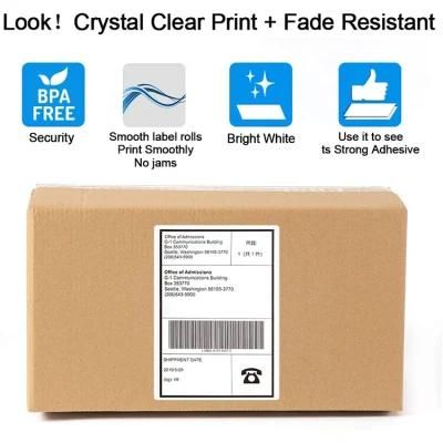 4&quot; X 6&quot; White Perforated Direct Thermal Address Shipping Thermal Printer Compatible Fan Fold 4X6 Label