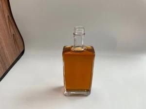 Empty Flat Square 500ml Crystal Gin Rum Liquor Glass Bottle for Spirit with Screw Cap