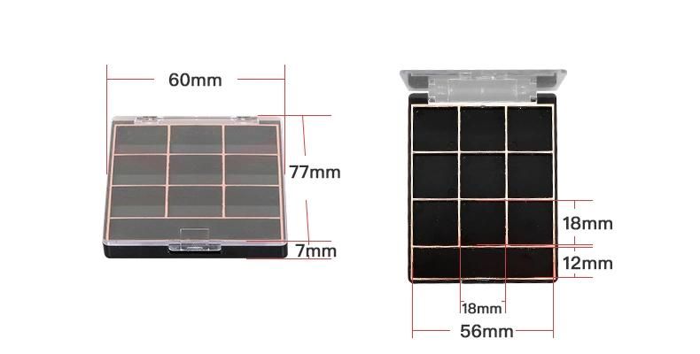 High Quality 9hole Blush Highlight Empty Eye Shadow Pigment Palette Case for Makeup Case