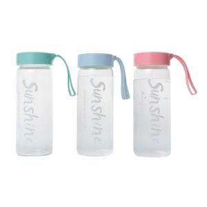 Hot Sale Customized Capacity 600ml Portable Flint Glass Bottles with Plastic Lids Colorful Letters Printed