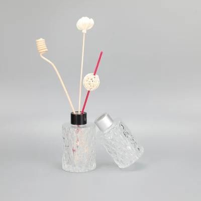 Fragrance Bottle with Pattern Round Transparent Glass Diffuser Bottle