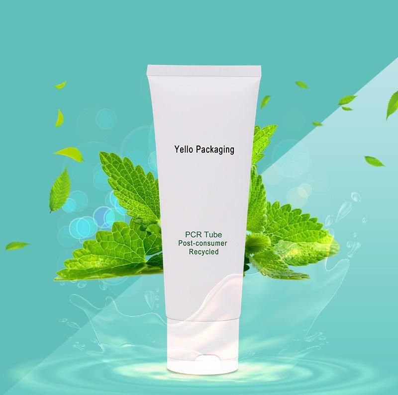 Eco Friendly and Safe White Cosmetic Plastic Packaging PCR Round Flip Top Tube