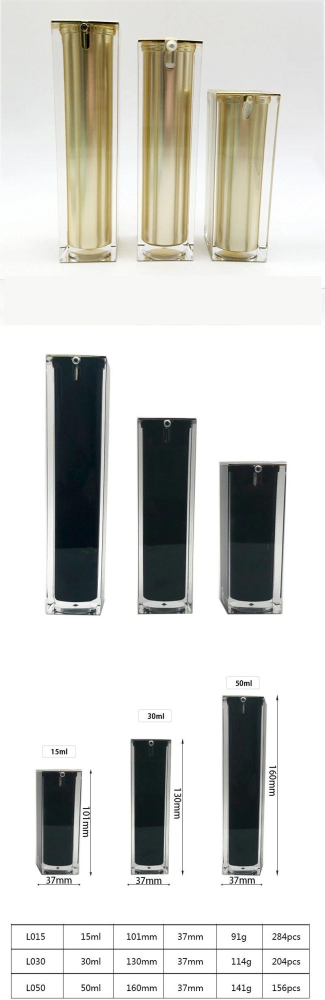 High-End Square Refillable Cosmetic Jar Lotion Bottle