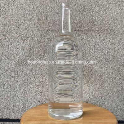 Hoson Wholesale Super Flint Glass Silk Screen Printing 1000ml Vodka and Whisky Bottle