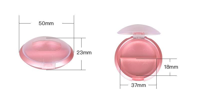 Wholesale Popular Cute Pink 2 Hole Eye Shadow Palette Case for Compact Eyebrow Packaging