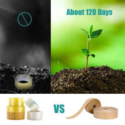 48mm*100m Wood Pulp Water Activated Packing Tape China Cinta De Embalaje De Cinta De Papel Kraft Gummed