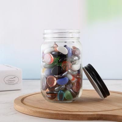 Glass Jar Manson Jar with Metal Lid Empty Glass Bottle