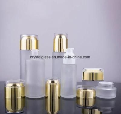 Spraying Color Cosmetic Glass Bottle Cream Jar with Lid