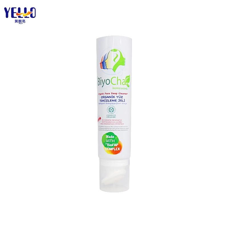 Best Selling Glossy Plastic Soft Empty Cosmetic Lotion Tube Squeeze Cream Container Nozzle Tube with Gold Cover