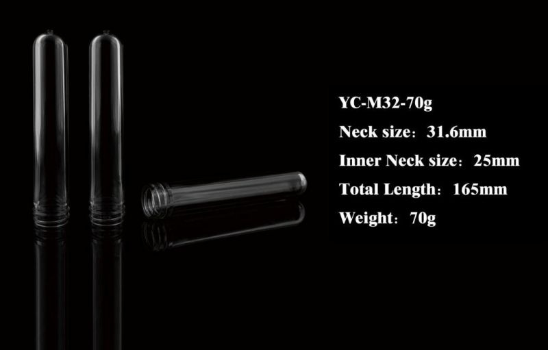 32mm 70g Pet Preform for Plastic Bottle Costmetic Packaging Perfume Bottle Shampoo Water Bottles China Wholesale