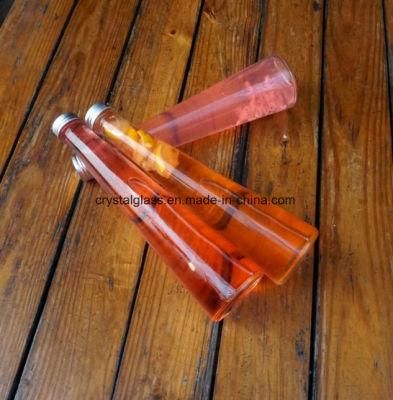 Long Cone Shape Clear Glass Beverage Juice Bottle 250ml 330ml