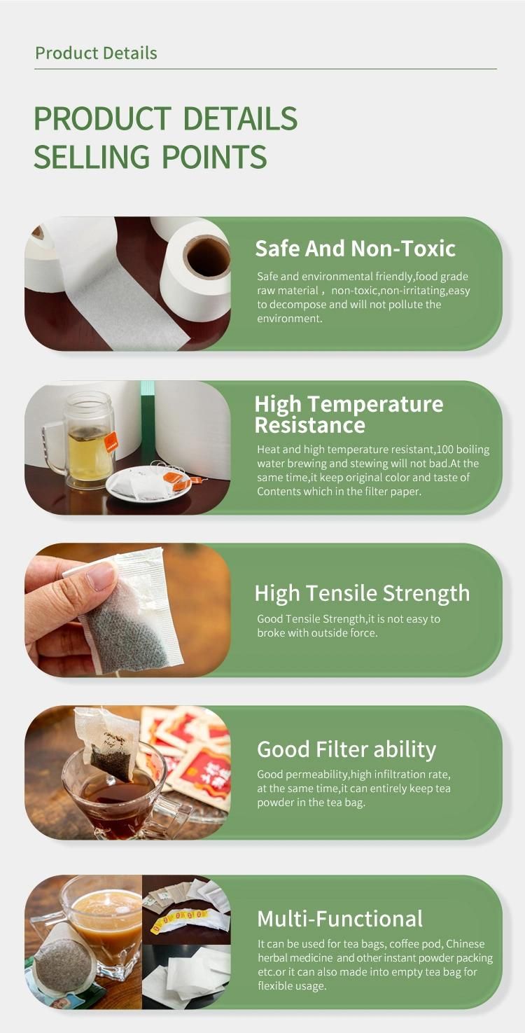 Wood Pulp Food Grade Heat Seal Filter Paper for Tea Bag