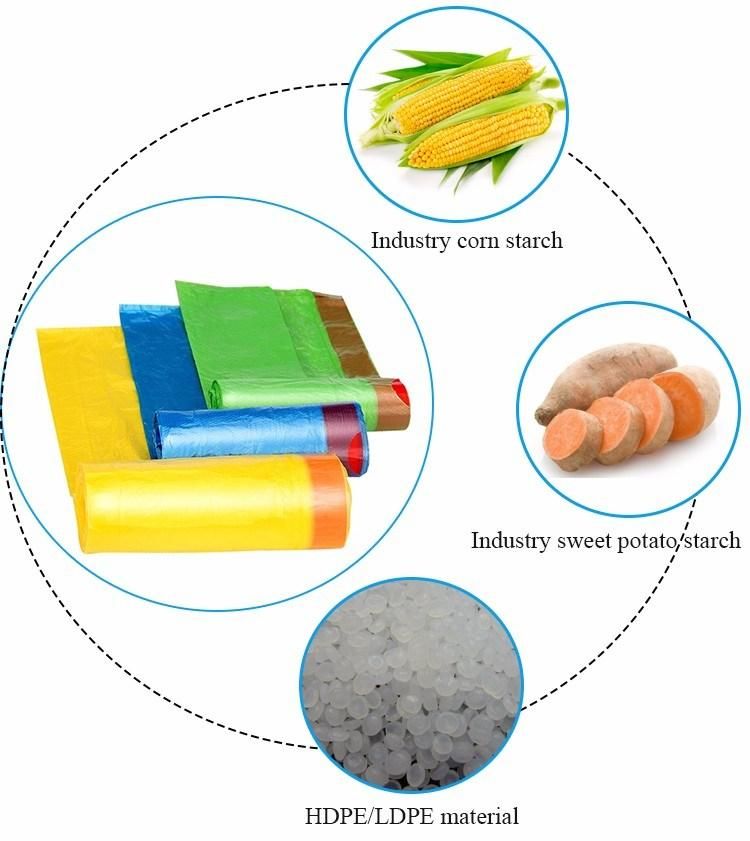 Hospital Medical Plastic HDPE LDPE PLA Pbat Shopping Mall Biodegradable Yard Compostable Cornstarch Household Kitchen Clean Large Trash Garbage Drawstring Bag