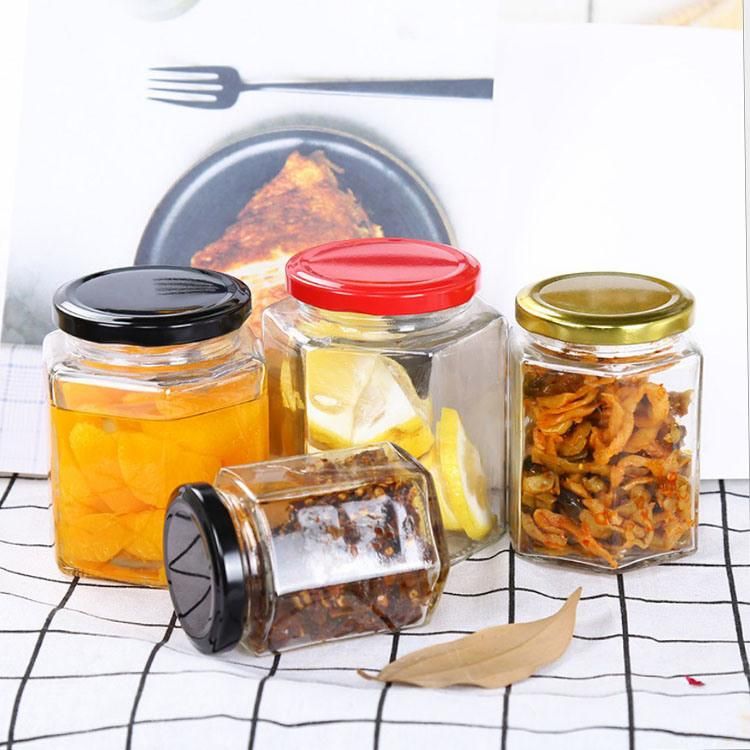 9oz 280ml Hexagonal Honey Containers Jam Containers Baby Food Containers Glass Pickles Containers