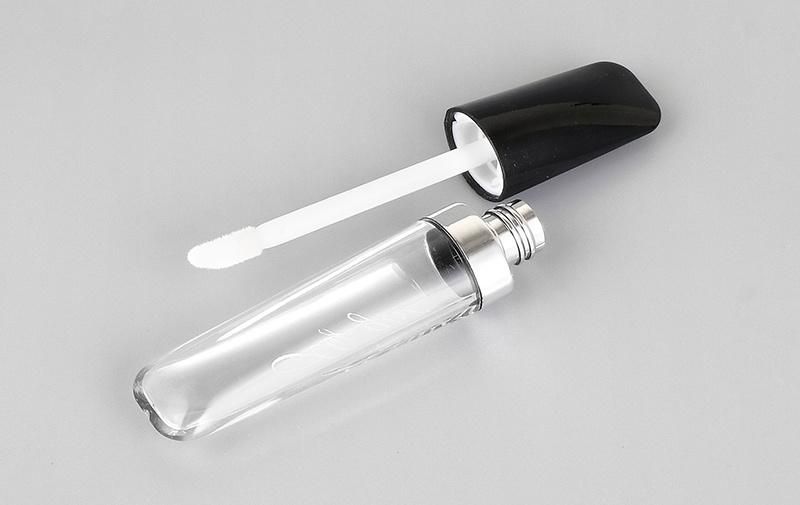 Fashion Stylish 4ml Black Transparent Fashion Cosmetic Packaging Custom Lipgloss Container Black Top Lip Gloss Tubes