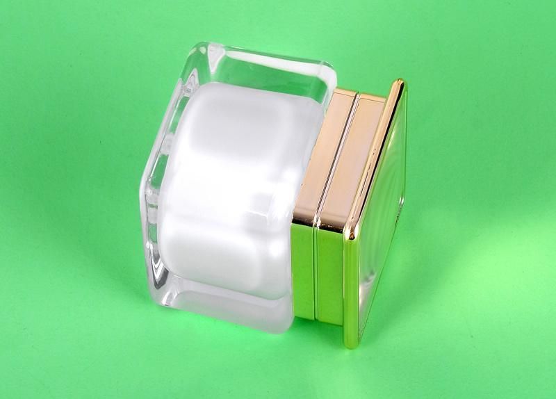 10g 15g 20g Elegant Matt Clear Transparent Jar with Gold Metalized Cap Plastic Creem Jar Cream Container