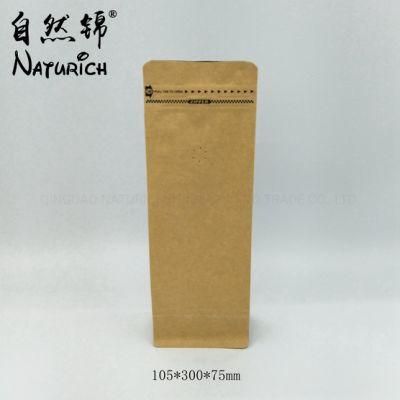 Quad Seal Kraft Paper Coffee Bag Food Packaging Bag Wholesale