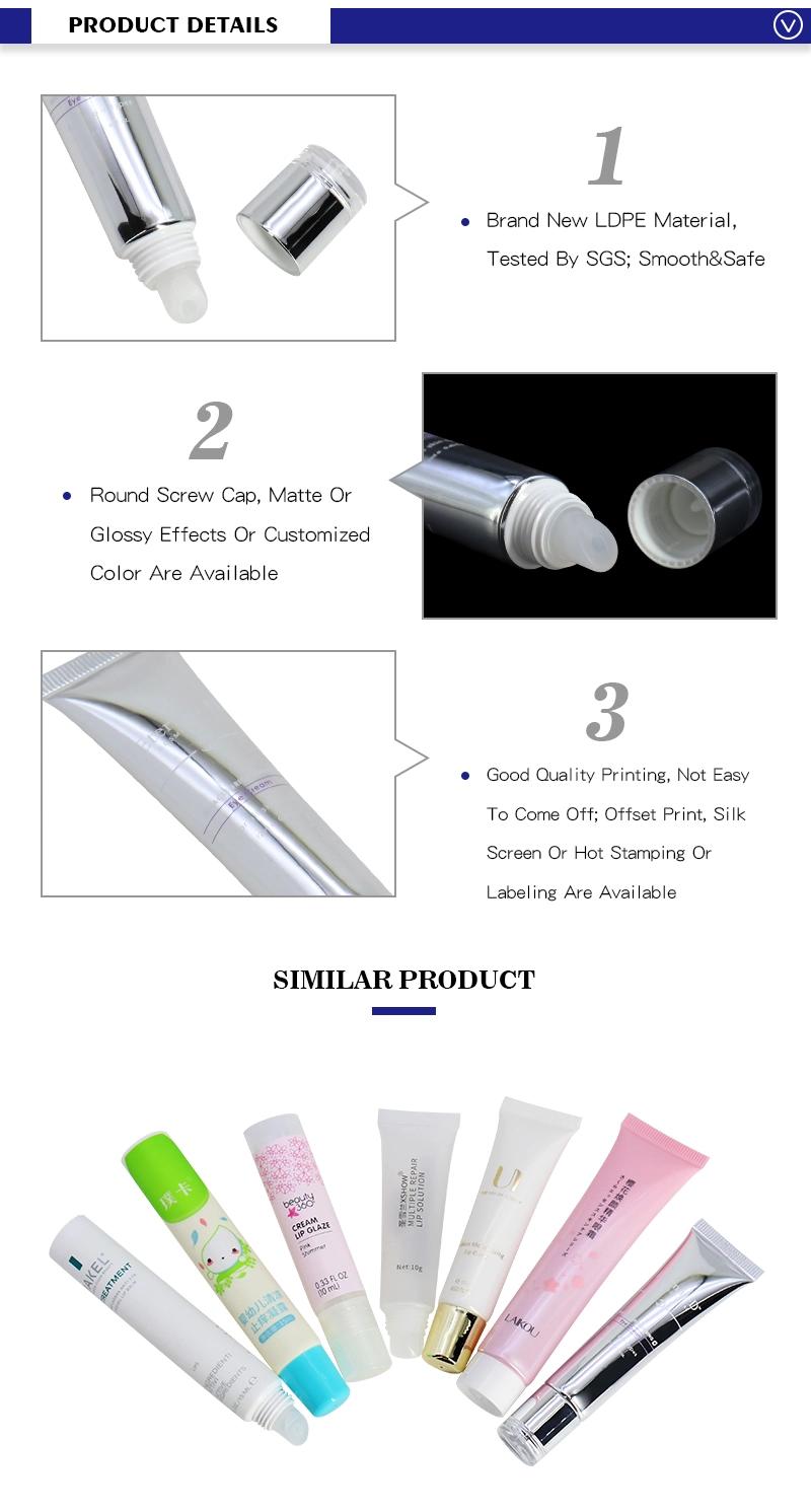 Silver Empty Plastic Lipstick Lip Gloss Eye Cream Tube 12ml
