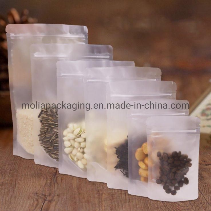 Eco-Friendly Coffee Bean Tea Pet Food Packaging Stand up Pouch 100% Compostable Biodegradable Natural PLA Milky Color Nutrition Powder Packing Bag
