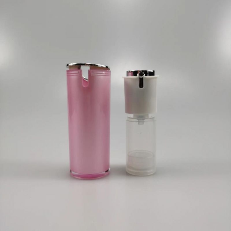 15ml 30ml 50ml Round Acrylic Airless Emulsion Bottle Vacuum Foundation Bottle Lotion Pump Bottle for Essence