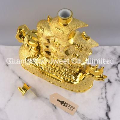 Porcelain Dragon Bottle Empty Ceramic Gold Vodka Whisky Bottle